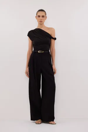 Dissh RIO WASHED BLACK DRAPED TWIST KNIT TOP