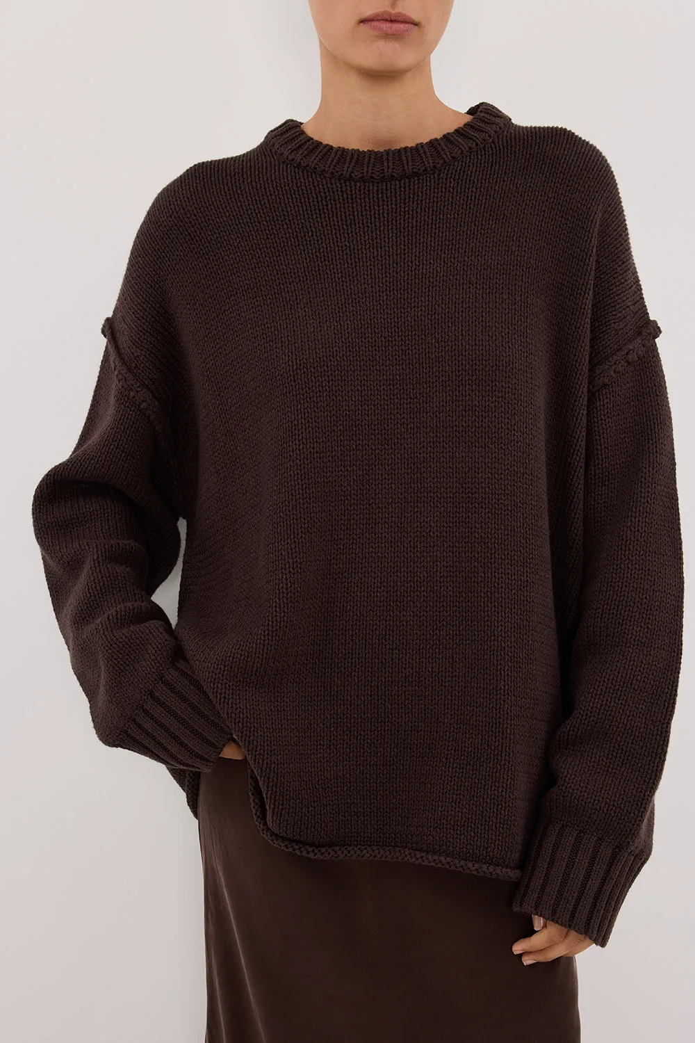 Dissh ROY CHOC LONGLINE KNIT JUMPER
