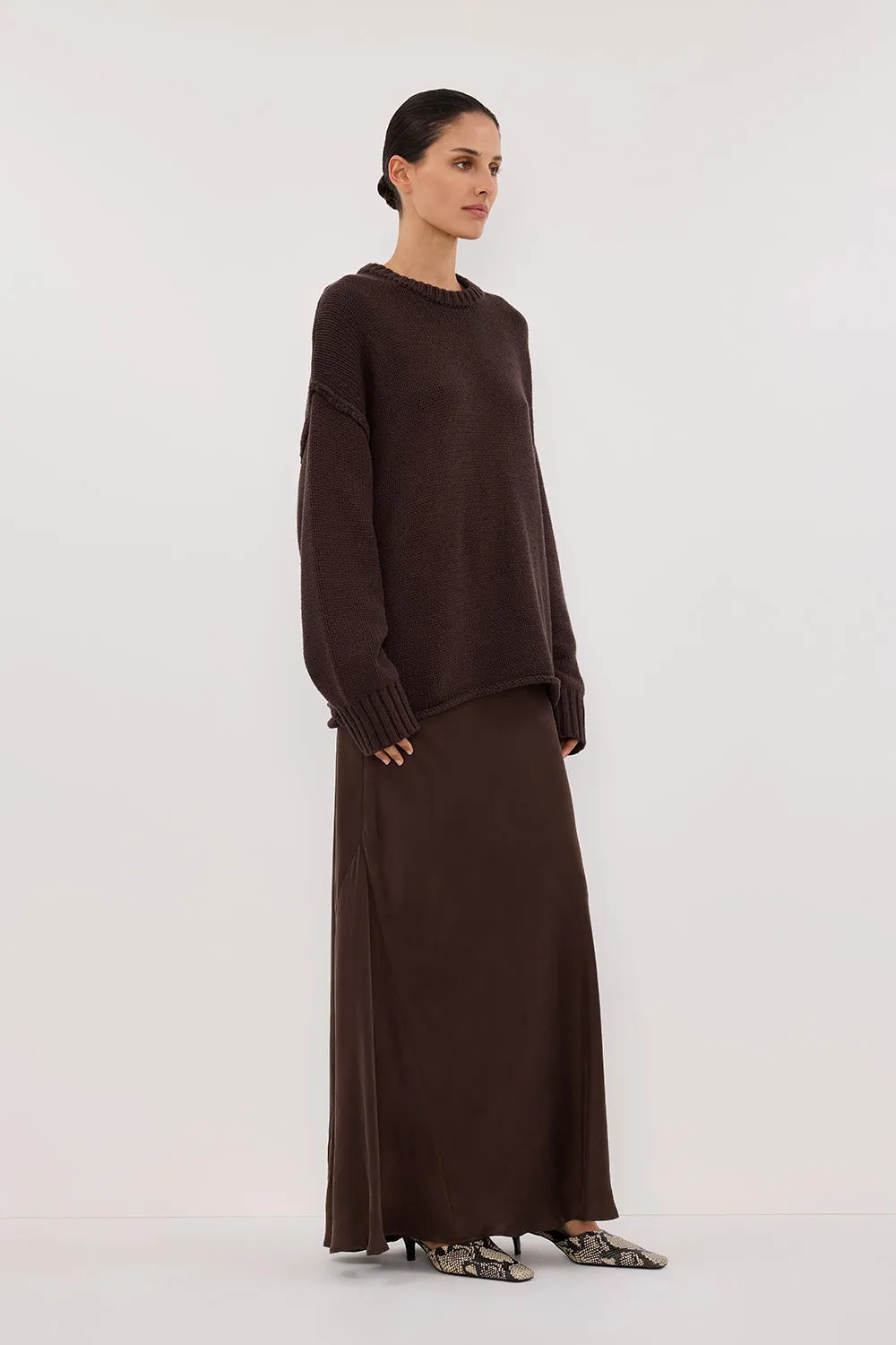 Dissh ROY CHOC LONGLINE KNIT JUMPER