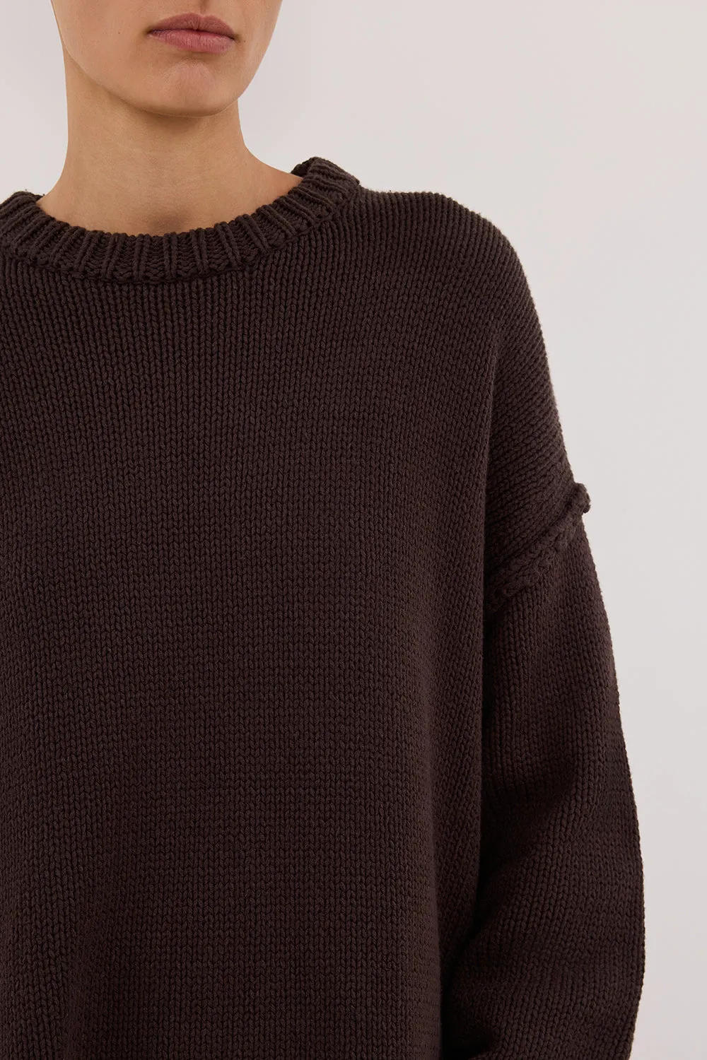 Dissh ROY CHOC LONGLINE KNIT JUMPER