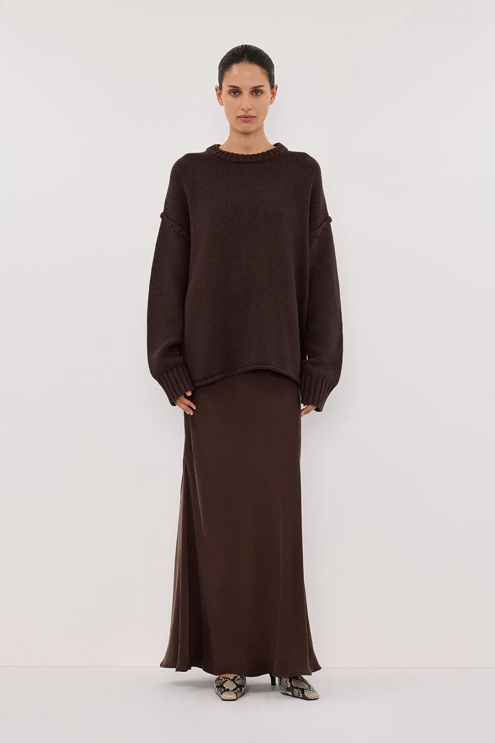 Dissh ROY CHOC LONGLINE KNIT JUMPER