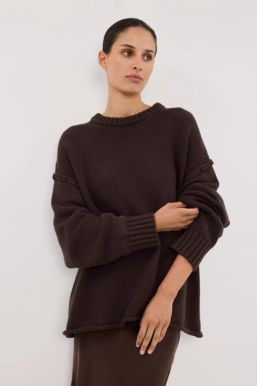 Dissh ROY CHOC LONGLINE KNIT JUMPER