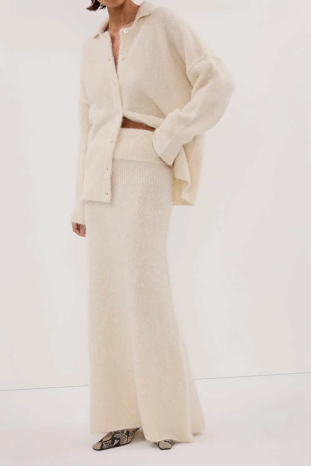 Dissh SALMA IVORY KNIT MAXI SKIRT