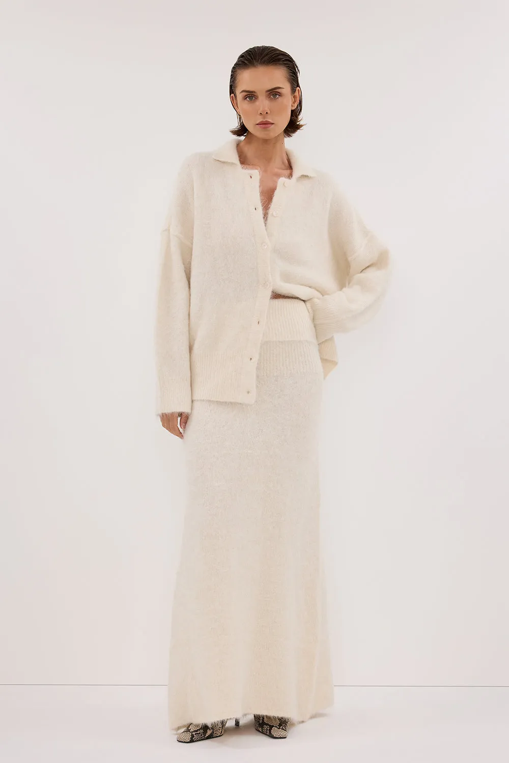 Dissh SALMA IVORY KNIT MAXI SKIRT