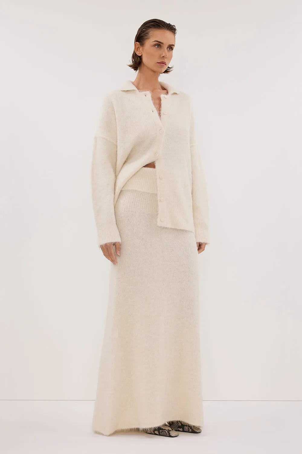 Dissh SALMA IVORY KNIT MAXI SKIRT
