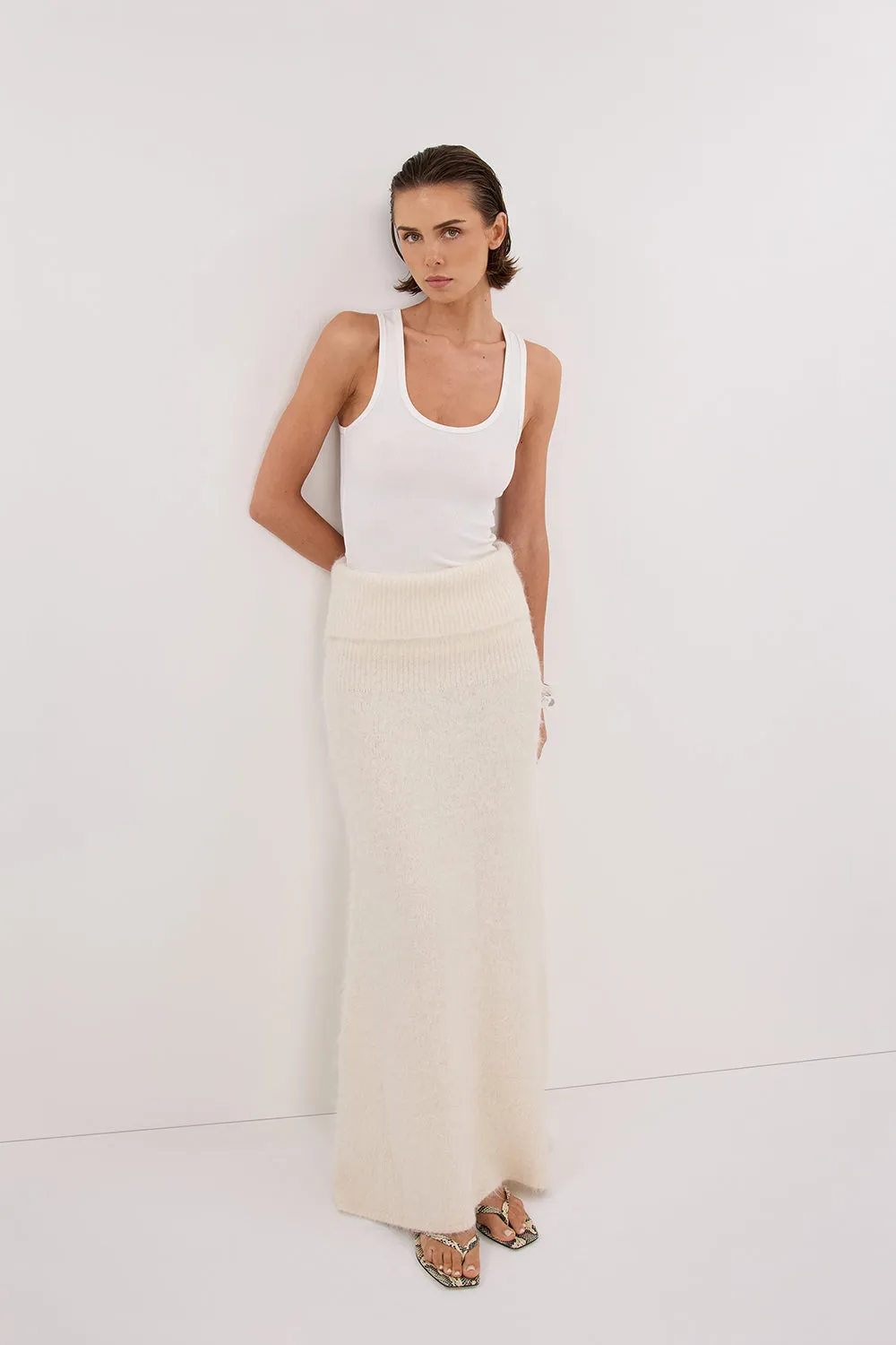 Dissh SALMA IVORY KNIT MAXI SKIRT