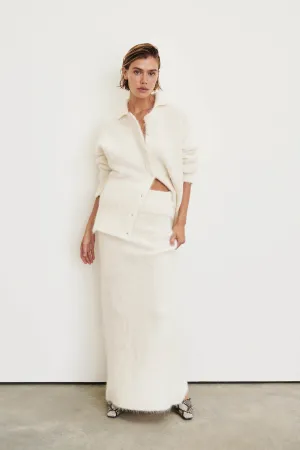Dissh SALMA IVORY POLO NECK KNIT CARDIGAN