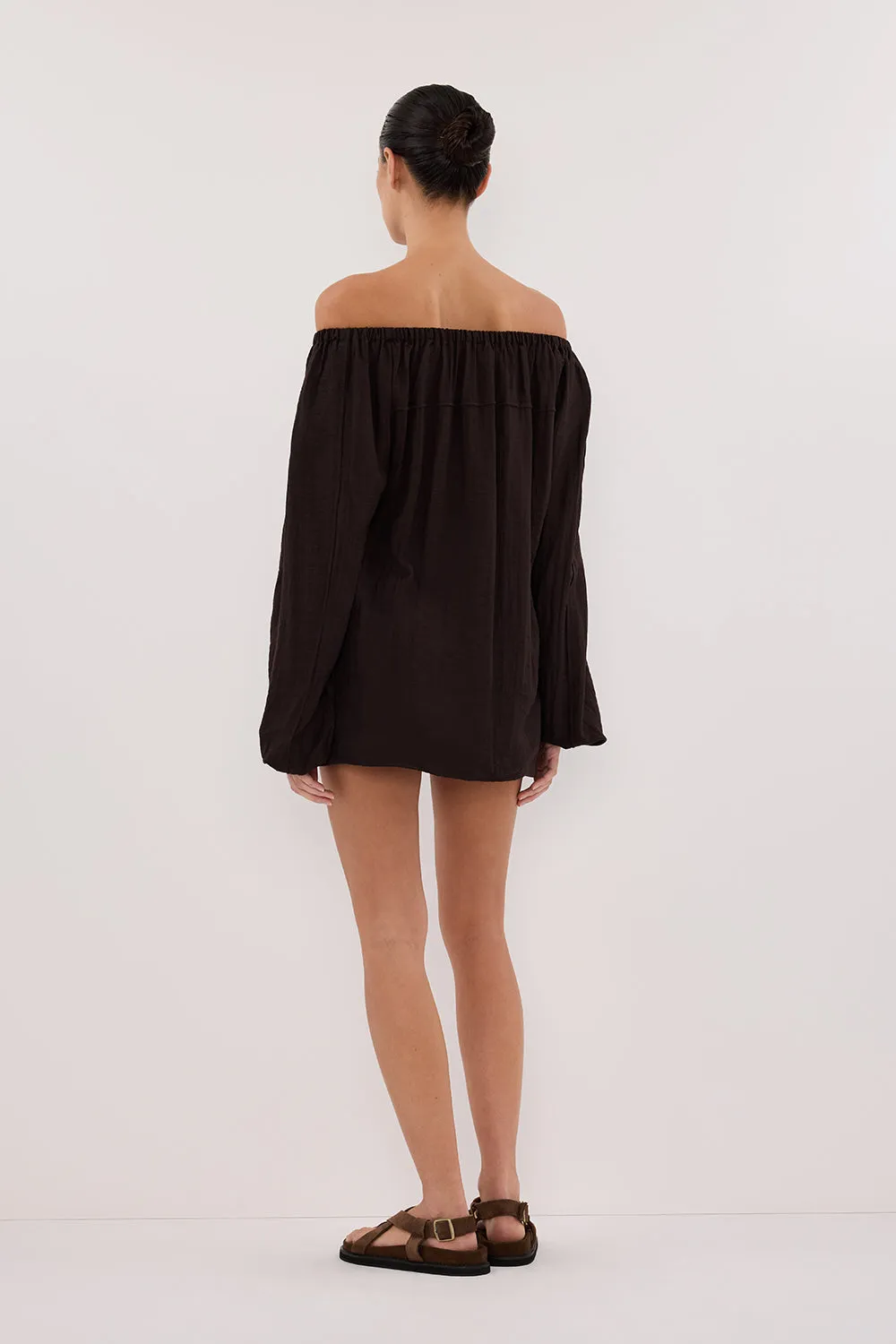 Dissh SHANIYA BITTER CHOC SLEEVED TOP
