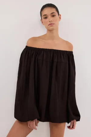 Dissh SHANIYA BITTER CHOC SLEEVED TOP