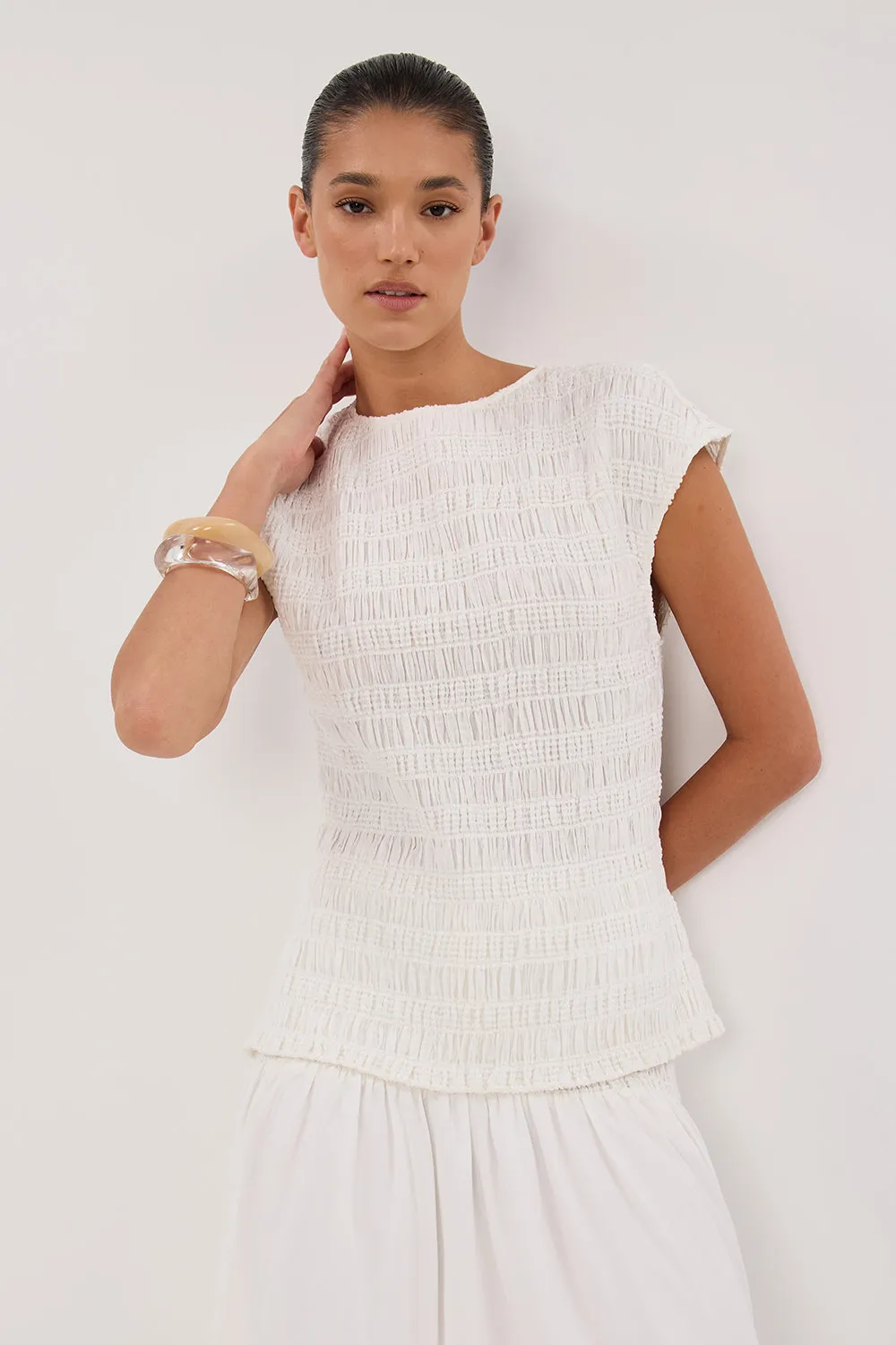 Dissh SIERRA WHITE TEXTURED TOP
