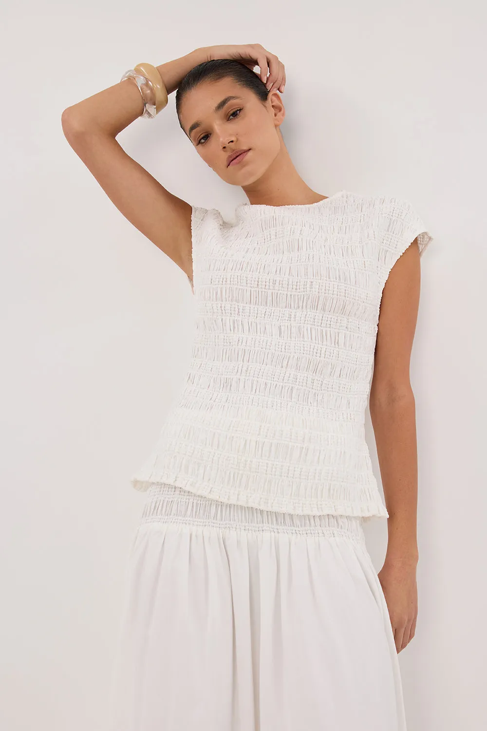 Dissh SIERRA WHITE TEXTURED TOP