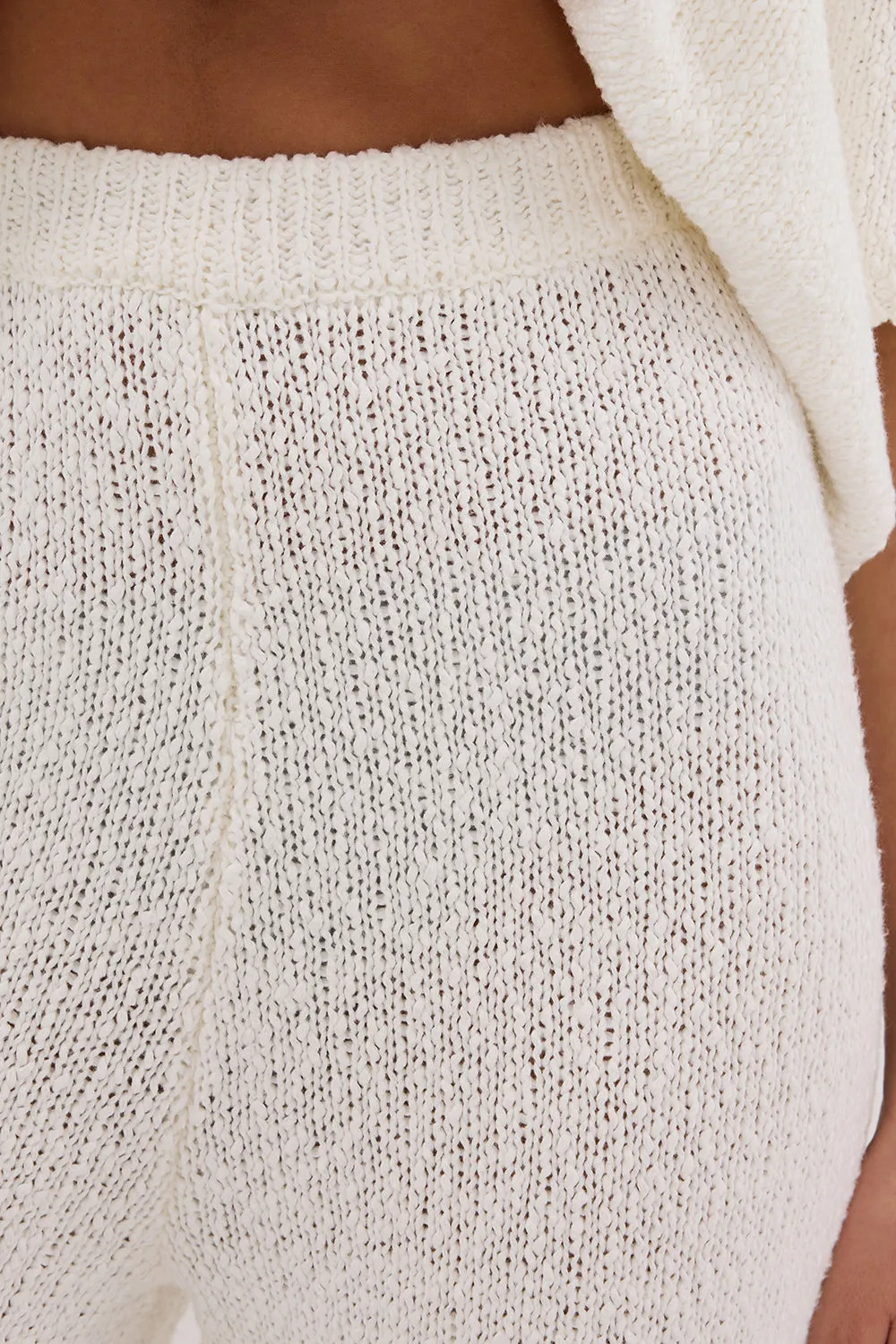Dissh SUE OFF WHITE FRINGE KNIT PANT