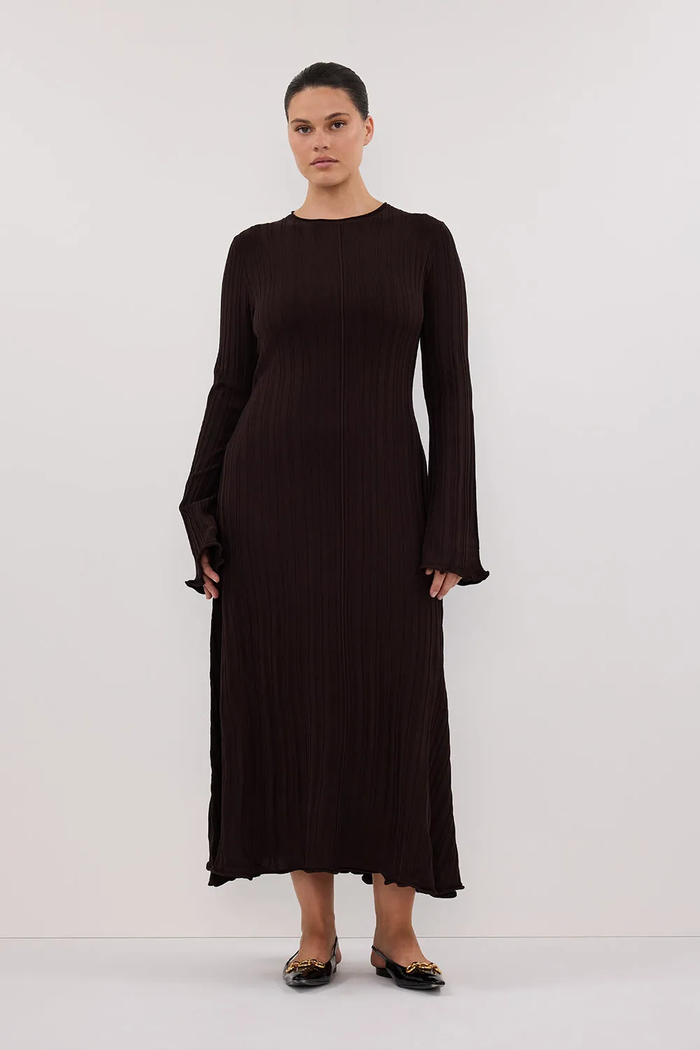 Dissh SYLVIA BITTER CHOC KNIT MIDI DRESS