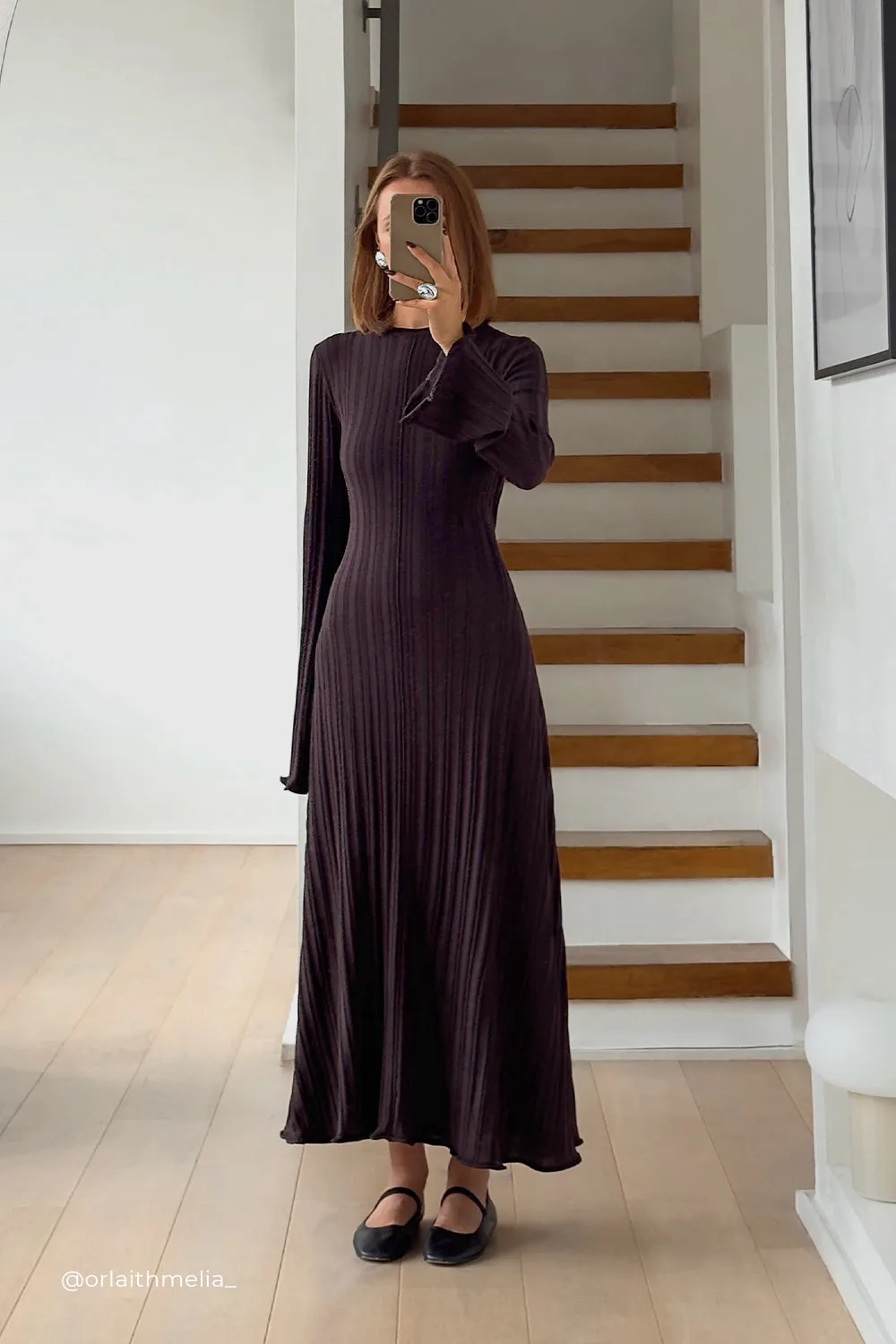 Dissh SYLVIA BITTER CHOC KNIT MIDI DRESS
