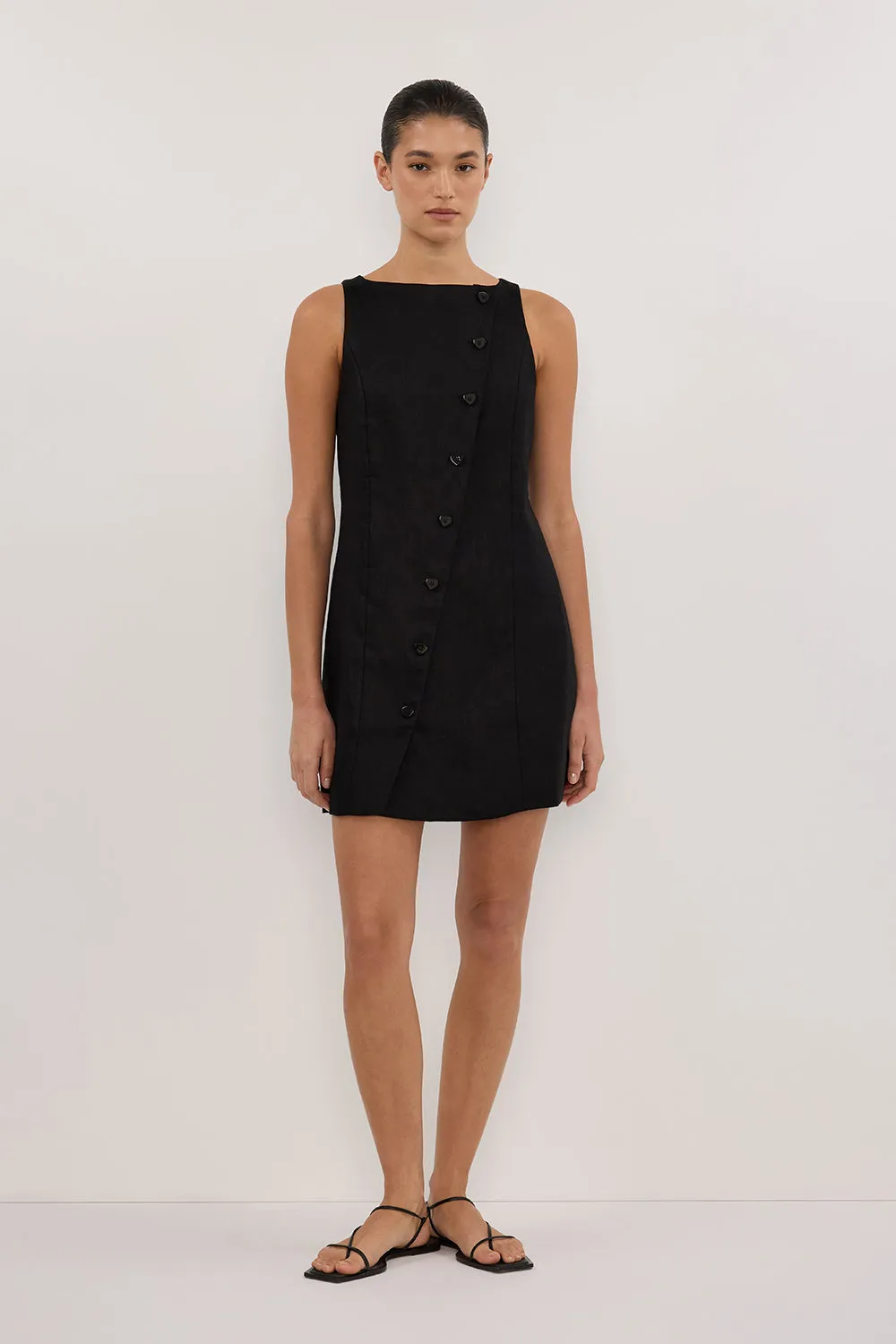 Dissh TOMMY BLACK LINEN MINI DRESS