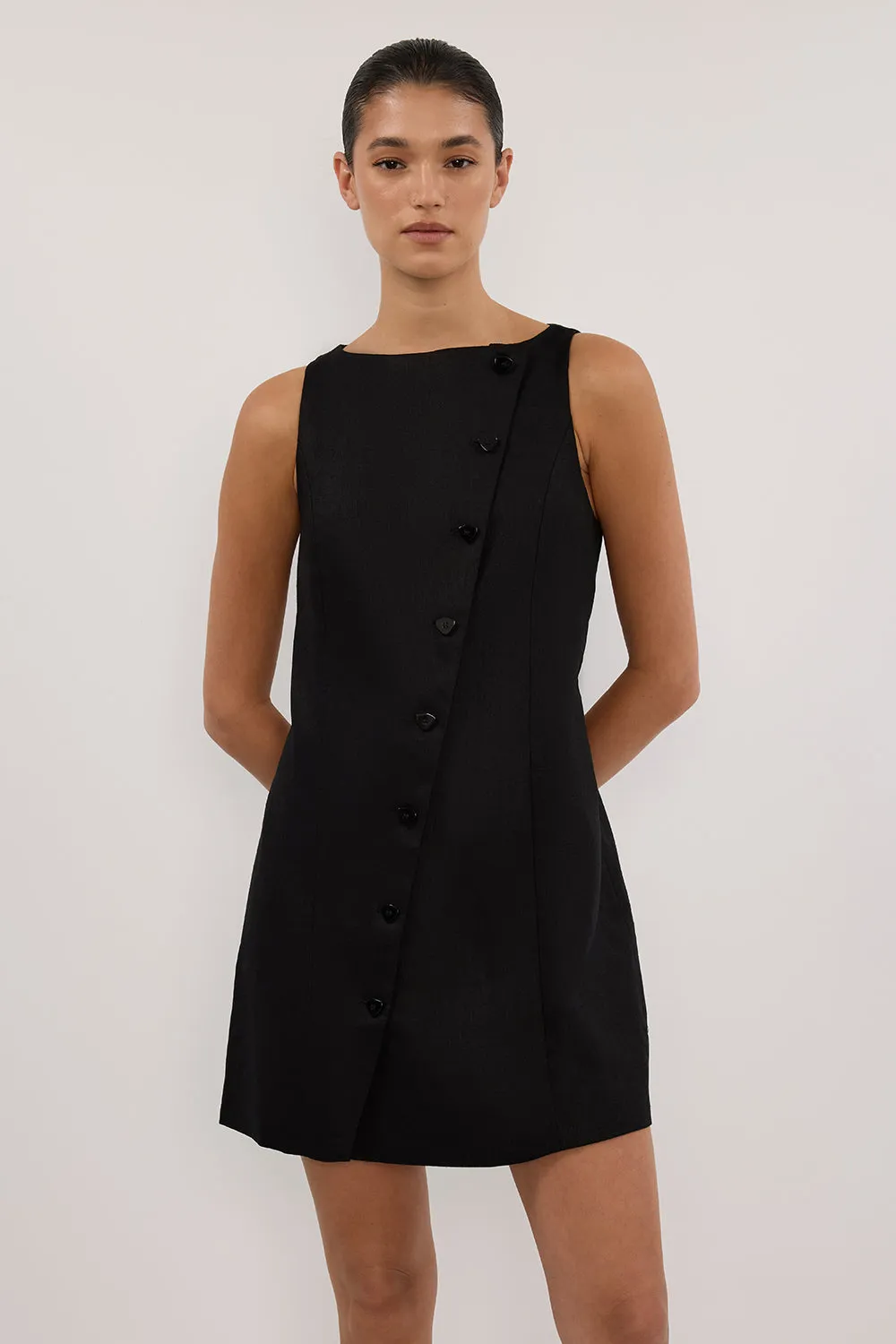 Dissh TOMMY BLACK LINEN MINI DRESS