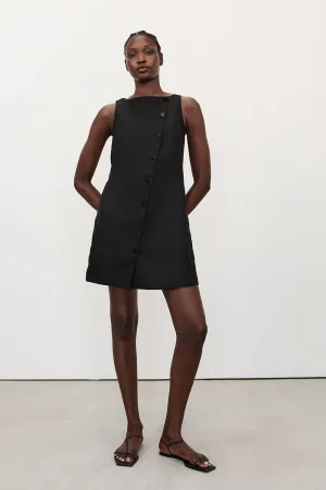 Dissh TOMMY BLACK LINEN MINI DRESS