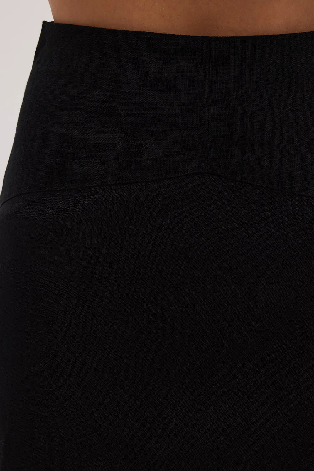 Dissh TYRA BLACK LINEN MIDI SKIRT