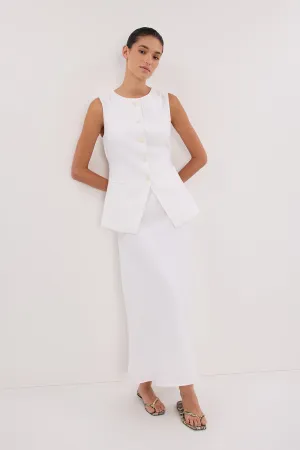 Dissh TYRA WHITE LINEN MIDI SKIRT