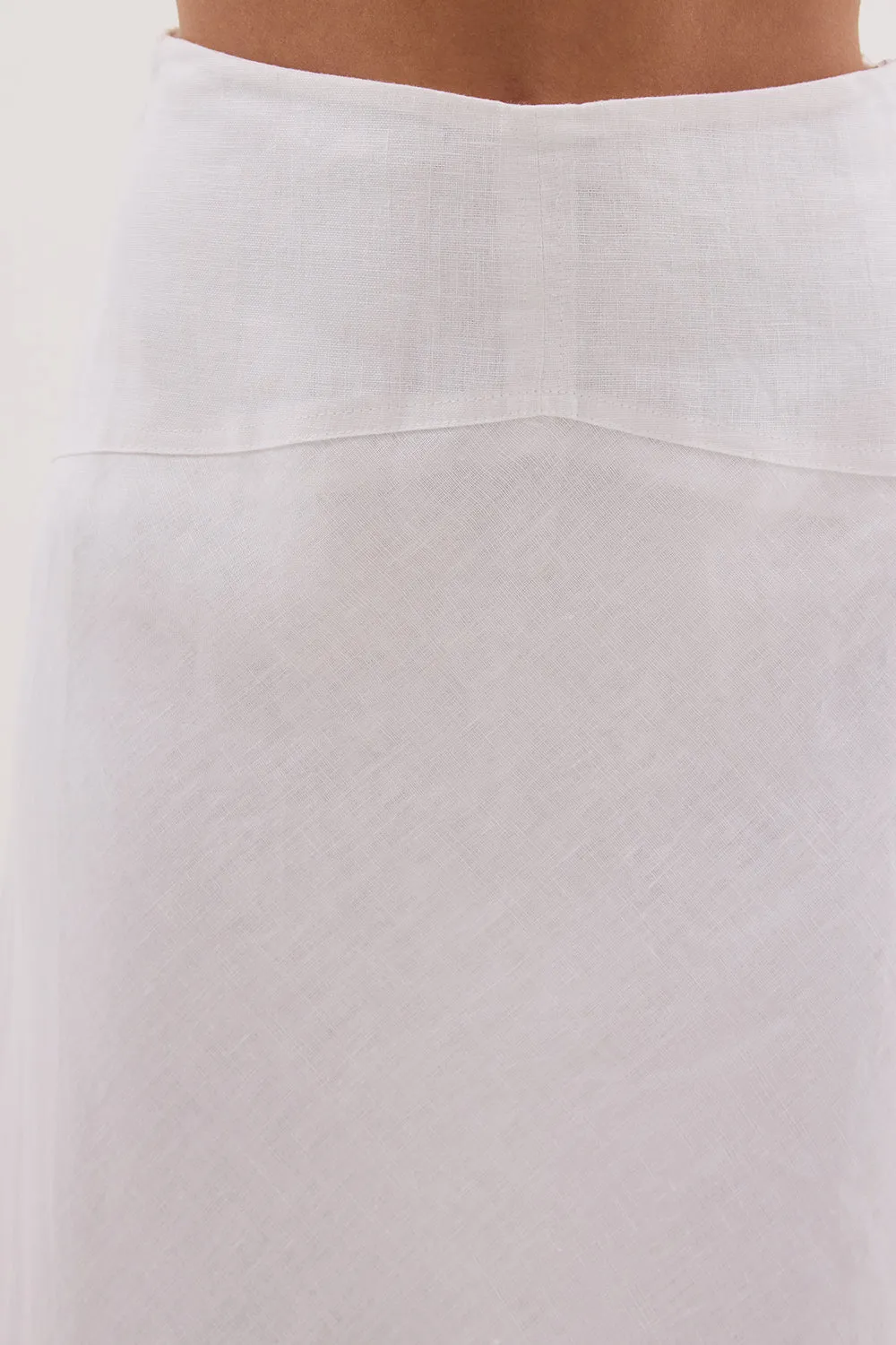 Dissh TYRA WHITE LINEN MIDI SKIRT