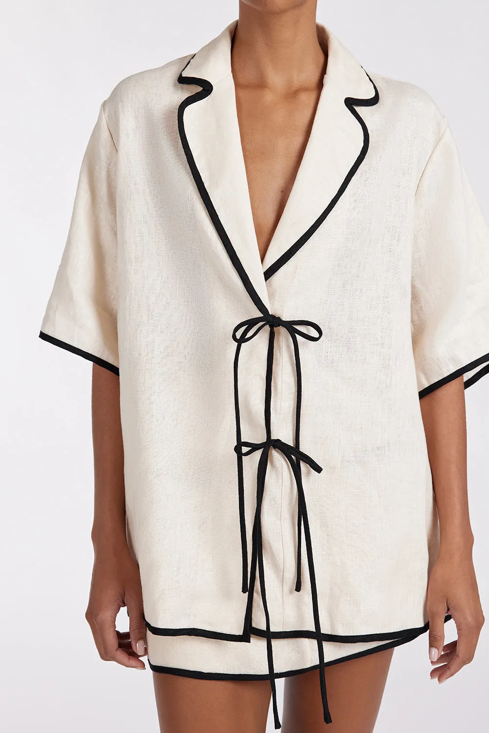 Dissh VON CREAM LINEN SHIRT