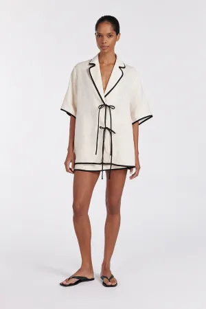 Dissh VON CREAM LINEN SHIRT