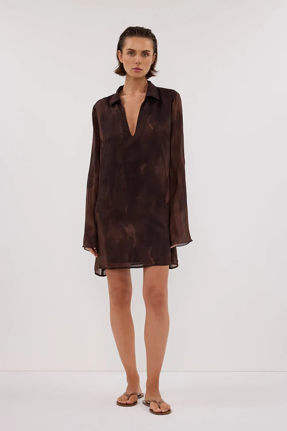 Dissh WILLOW CHOC SLEEVED MINI DRESS