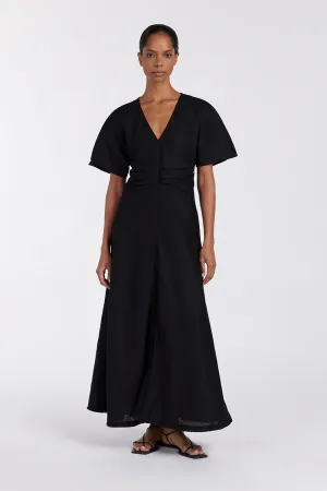 Dissh ZAHARA BLACK  FRINGING MIDI DRESS