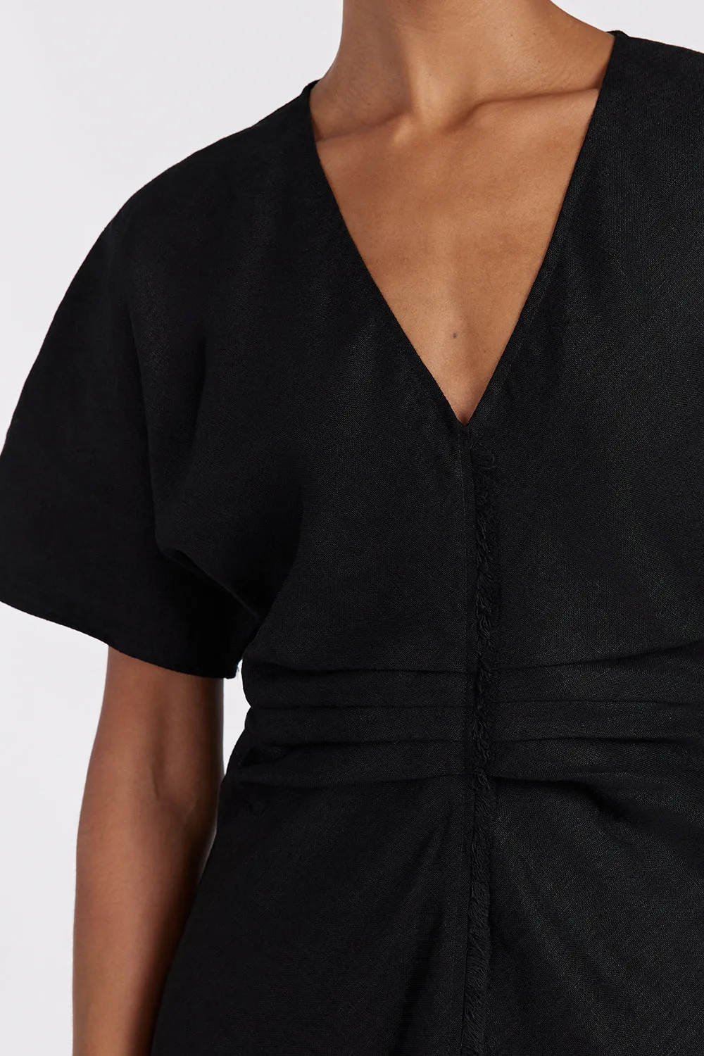Dissh ZAHARA BLACK  FRINGING MIDI DRESS
