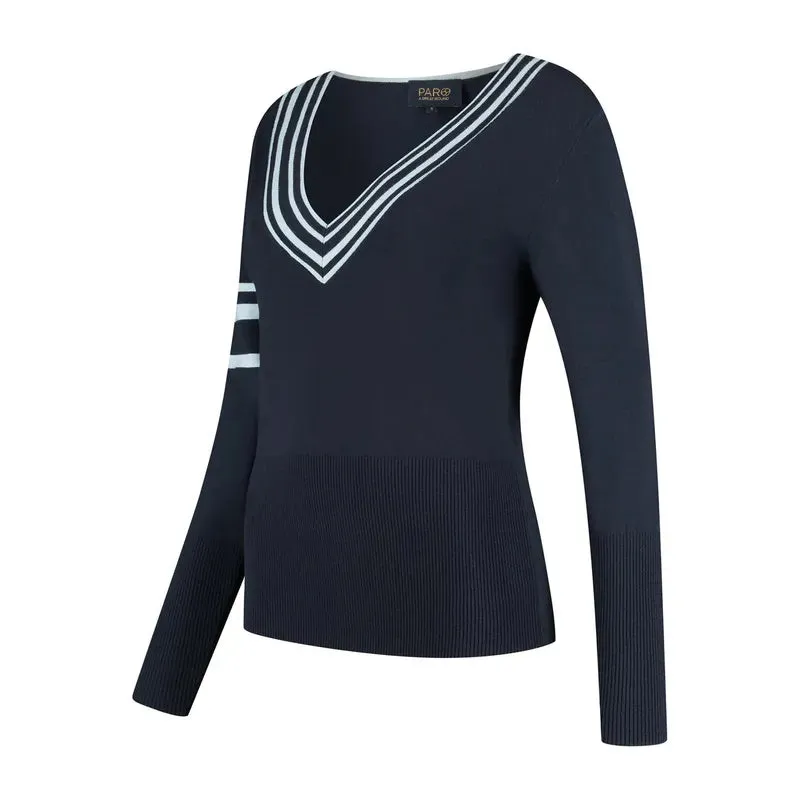 PAR69 Belle V-Neck Sweater - Navy/Light Blue