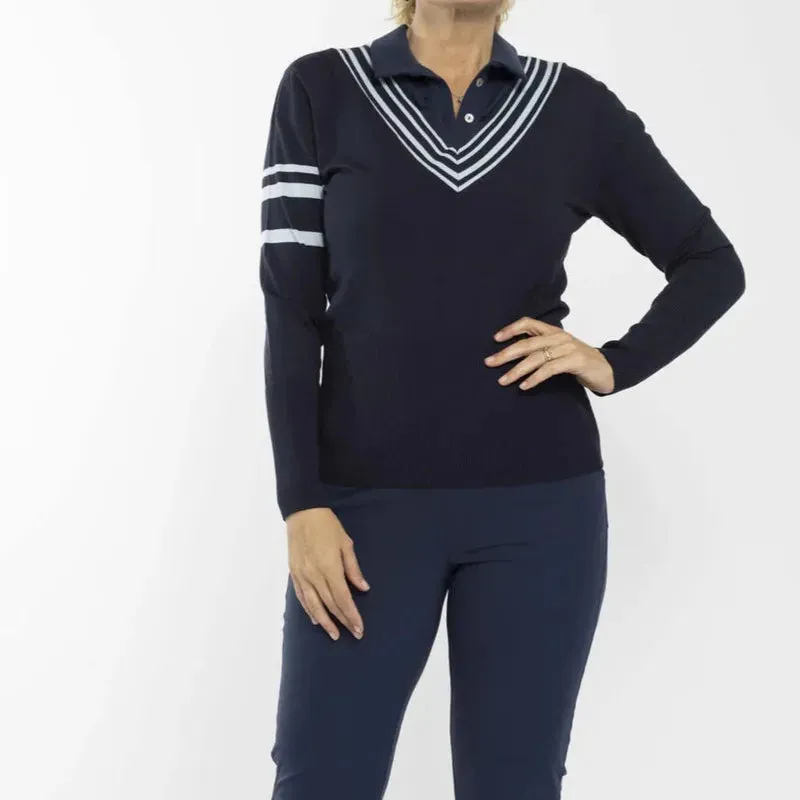 PAR69 Belle V-Neck Sweater - Navy/Light Blue