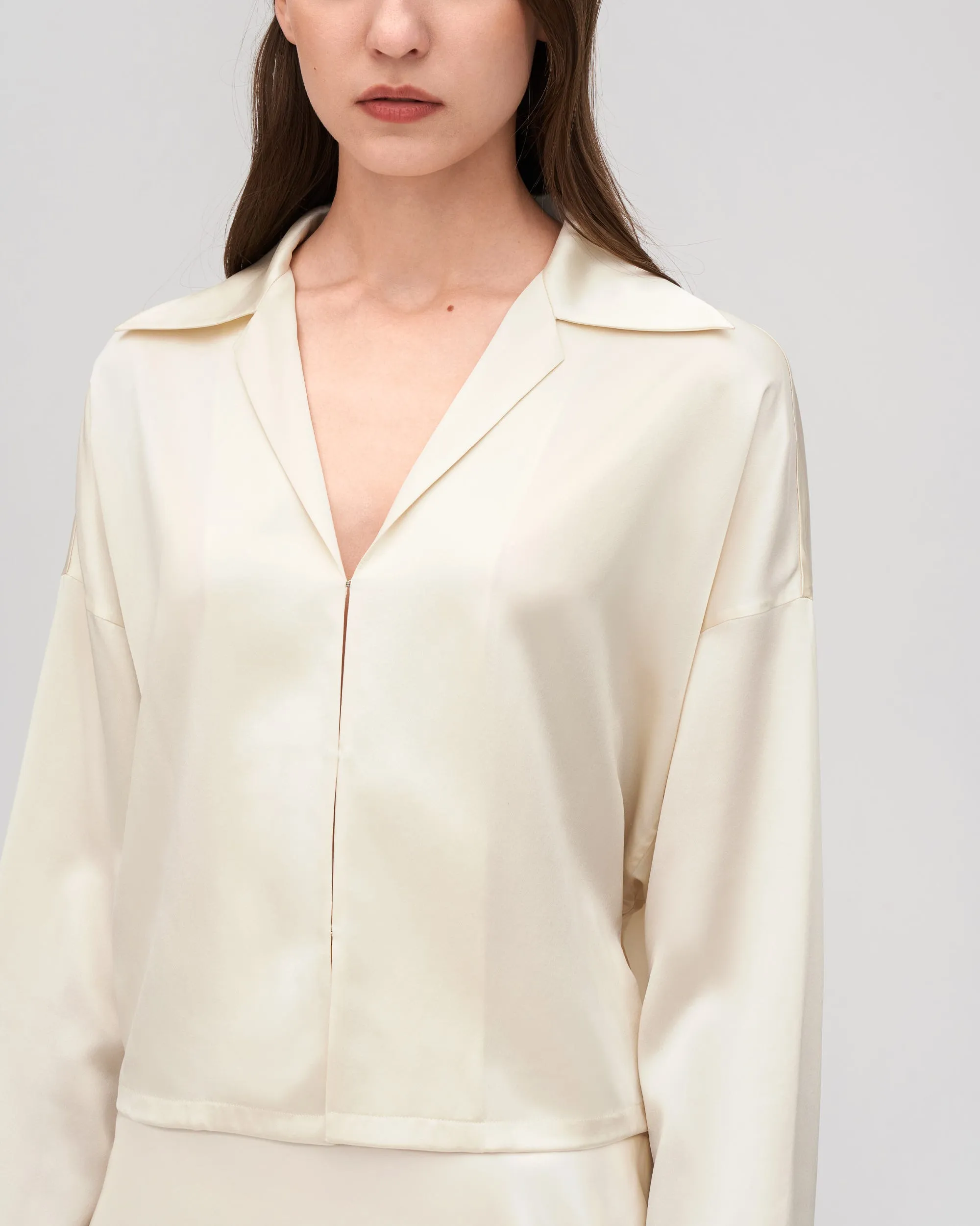 Reformation Retro Batwing Silk Osmanthus Shirt for Women