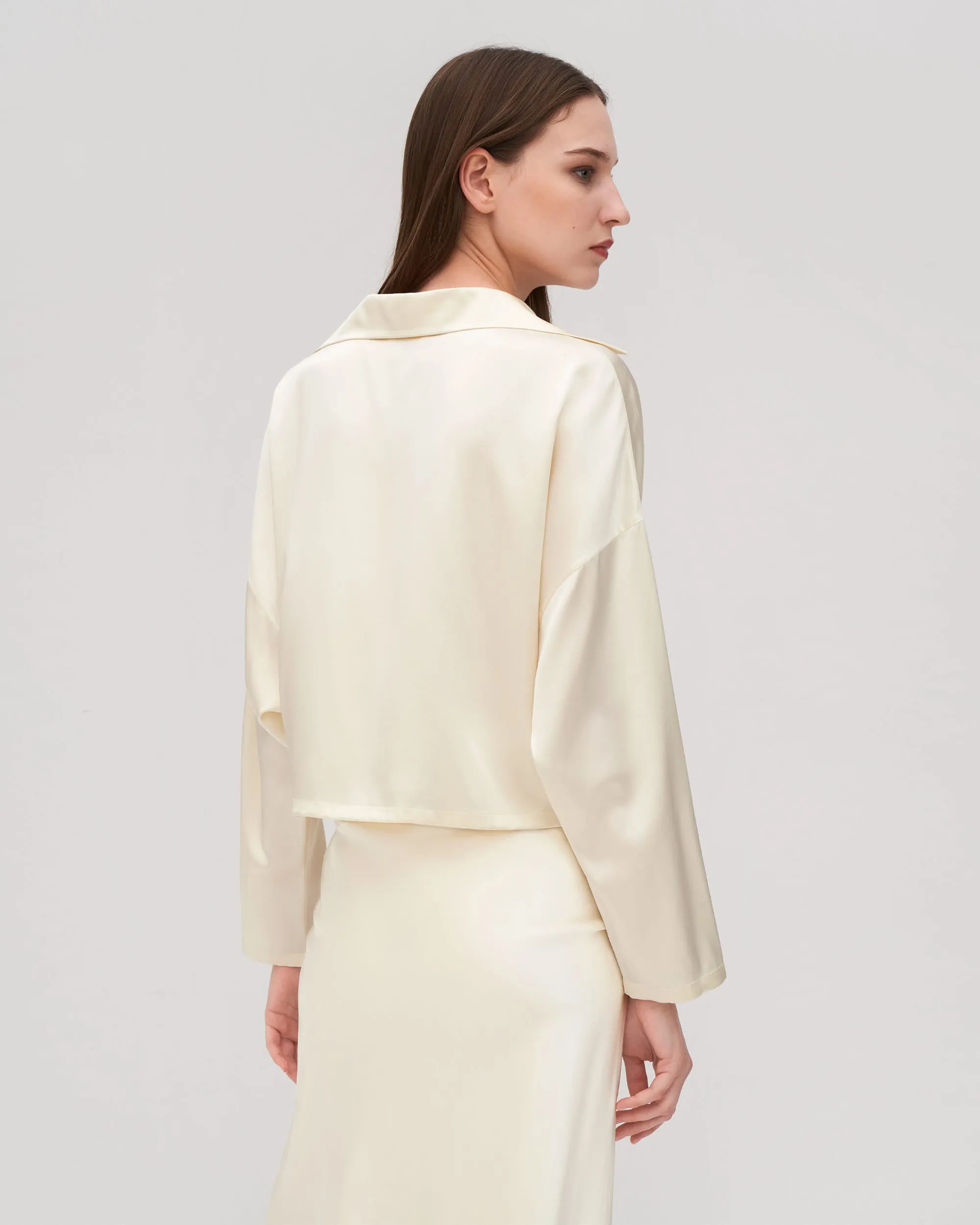 Reformation Retro Batwing Silk Osmanthus Shirt for Women