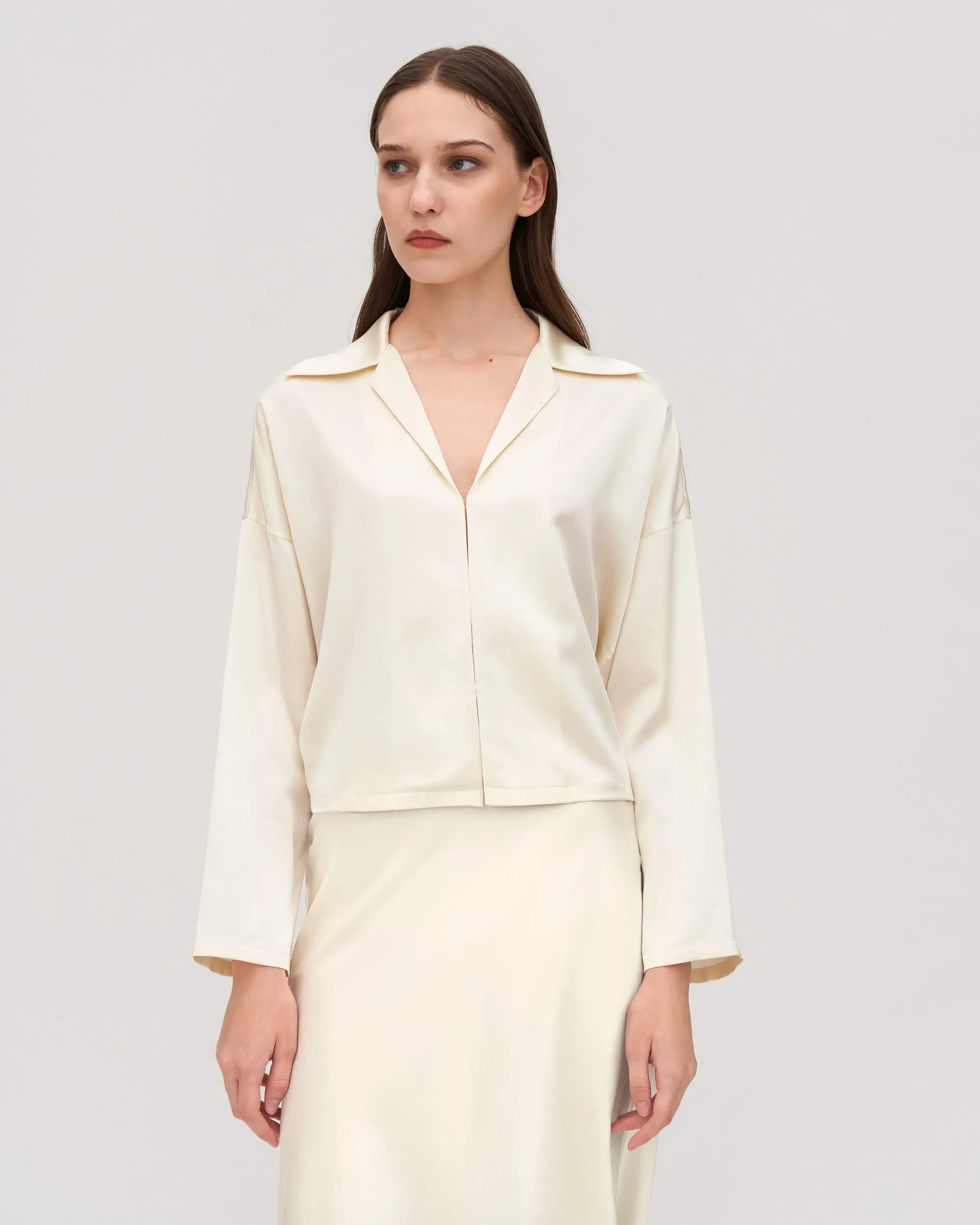 Reformation Retro Batwing Silk Osmanthus Shirt for Women