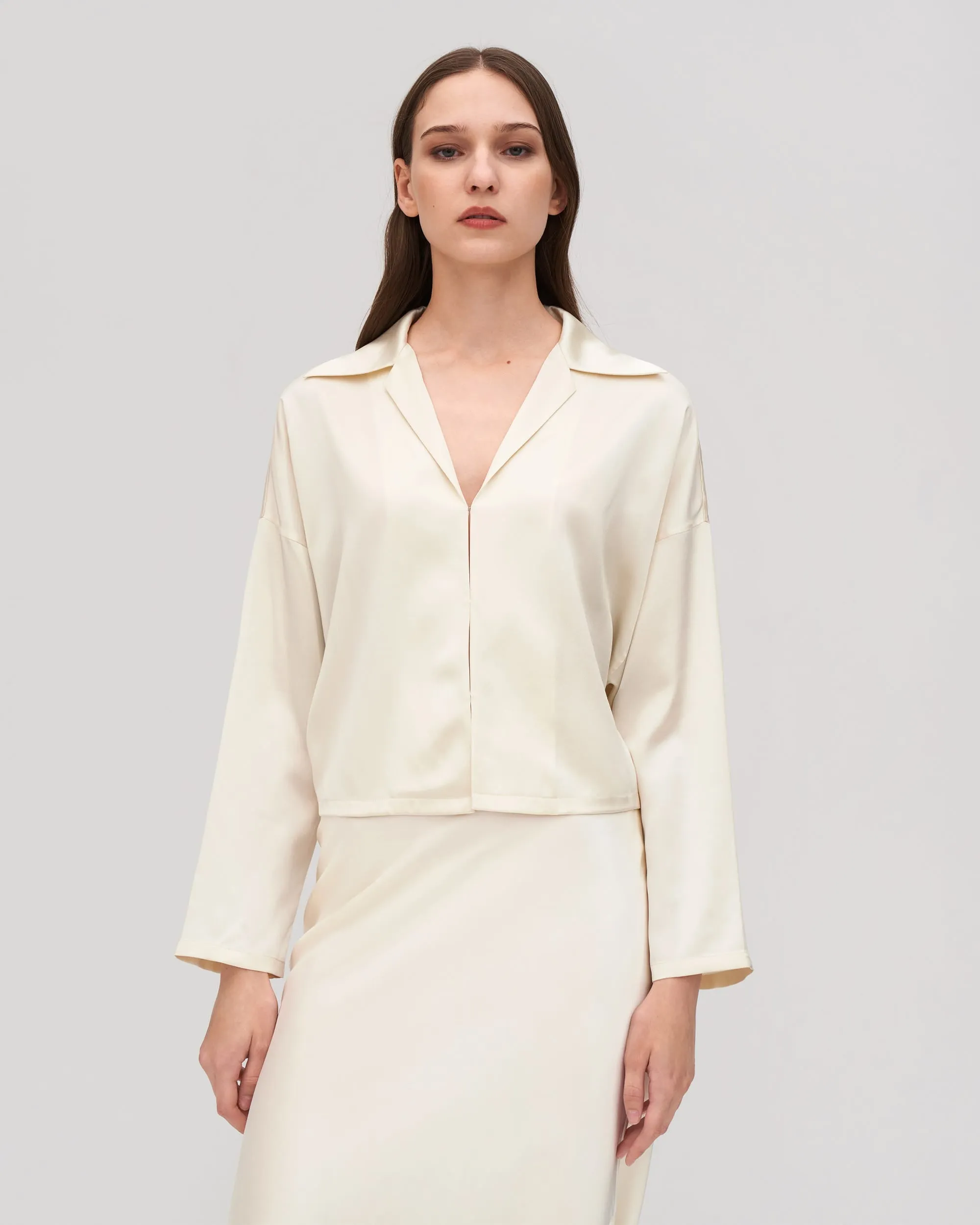 Retro Batwing Silk Osmanthus Shirt for Women