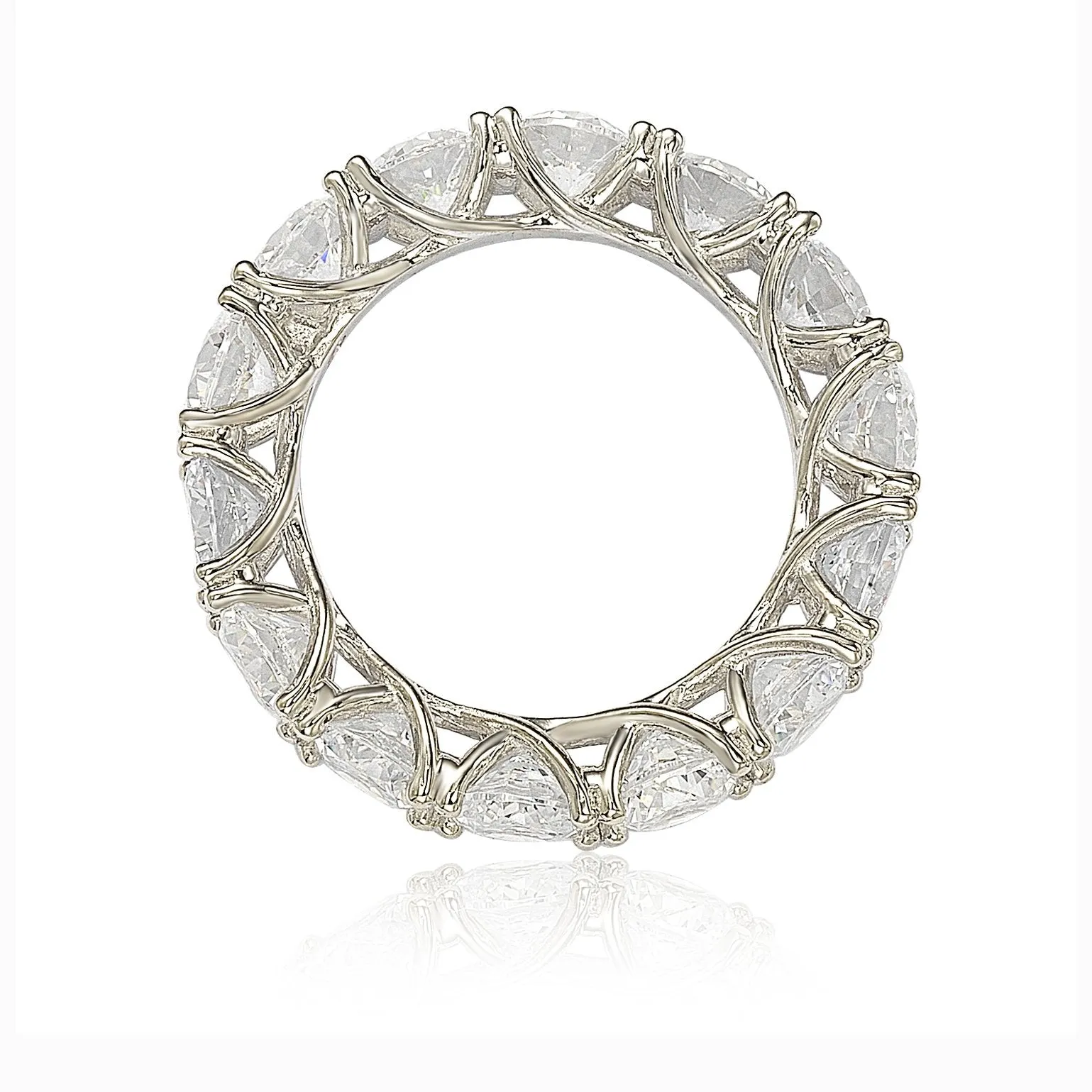 Suzy Levian Sterling Silver Cubic Zirconia Gladiator Setting Eternity Band