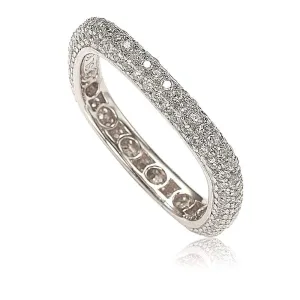 Suzy Levian Sterling Silver Cubic Zirconia Modern Pave Square Eternity Band - White