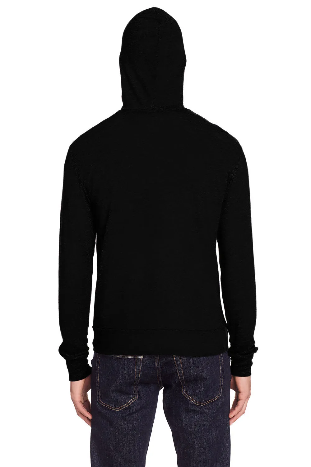 Threadfast Apparel Mens Full Zip Hooded Sweatshirt Hoodie w/ Pockets - Solid Black