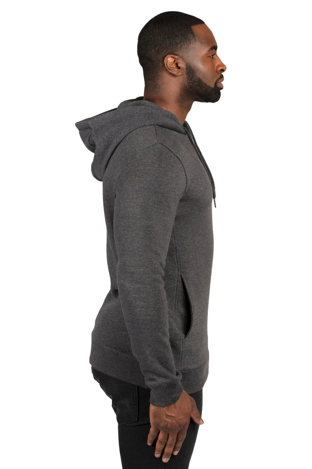 Threadfast Apparel Mens Ultimate Fleece Hooded Sweatshirt Hoodie w/ Pockets - Heather Charcoal Grey