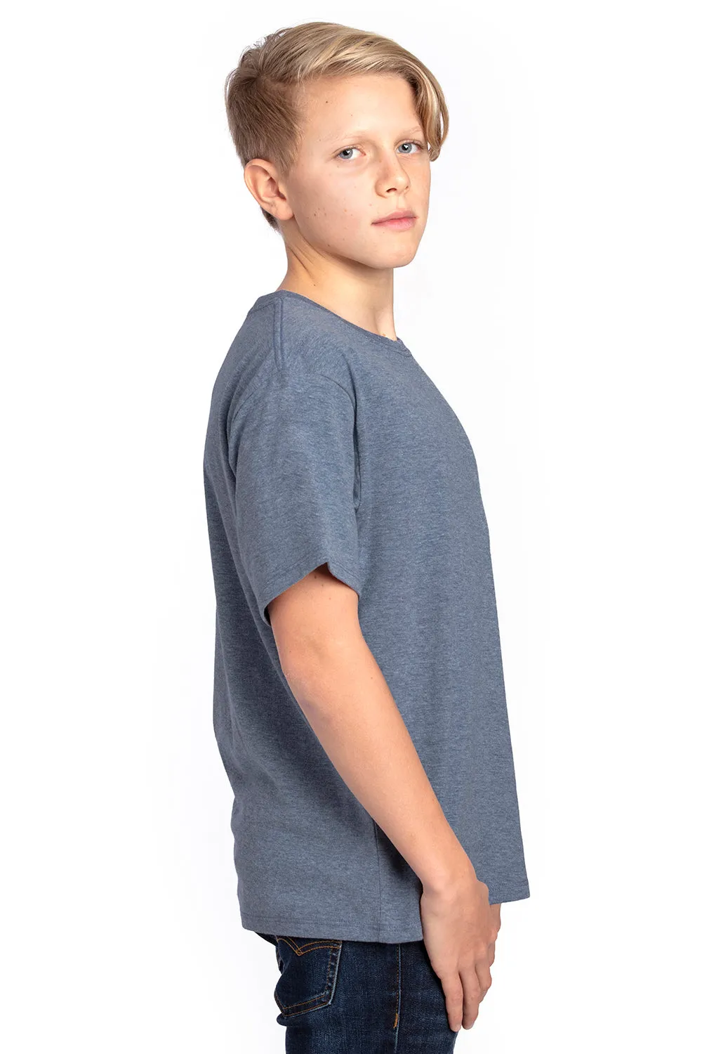 Threadfast Apparel Youth Ultimate Short Sleeve Crewneck T-Shirt - Heather Navy Blue